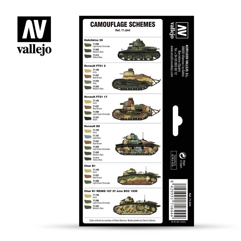 [ VAL71644 ] Vallejo French Camo Colors 8x17ml