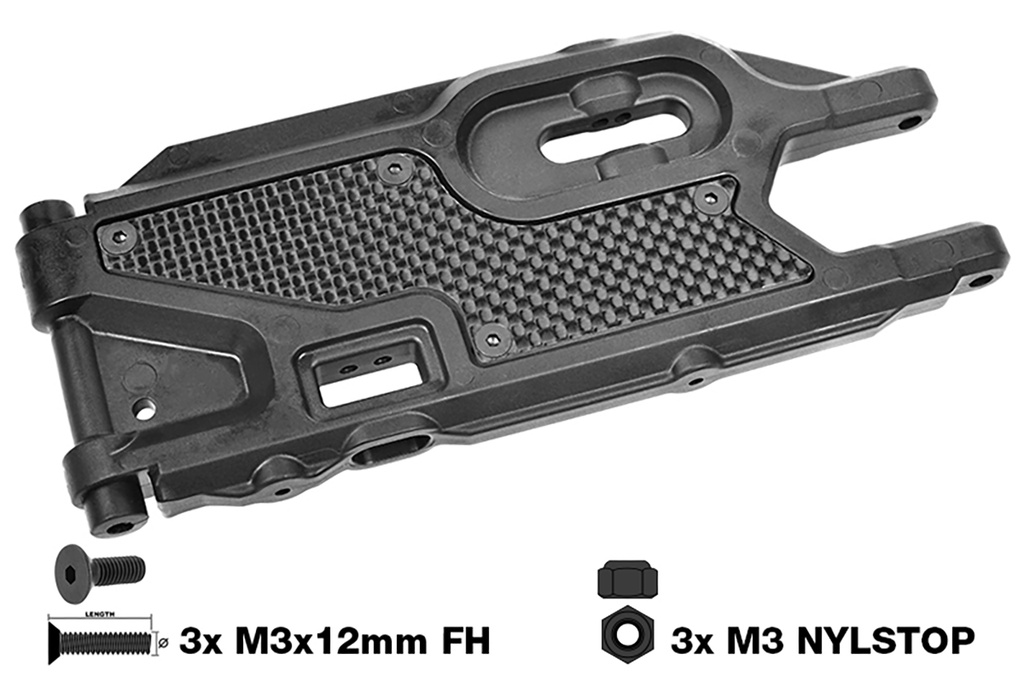 [ PROC-00180-841 ] Team Corally - Suspension Arm Stiffener - Lower Rear - Left - Graphite 3mm - 1st