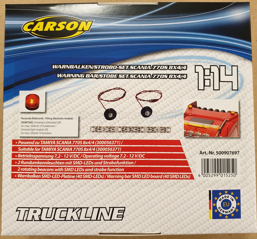 [ CA907697 ] 1/14 Waarshuwingsbalk & Strobo-Zwaailichtset Scania SLT8x4