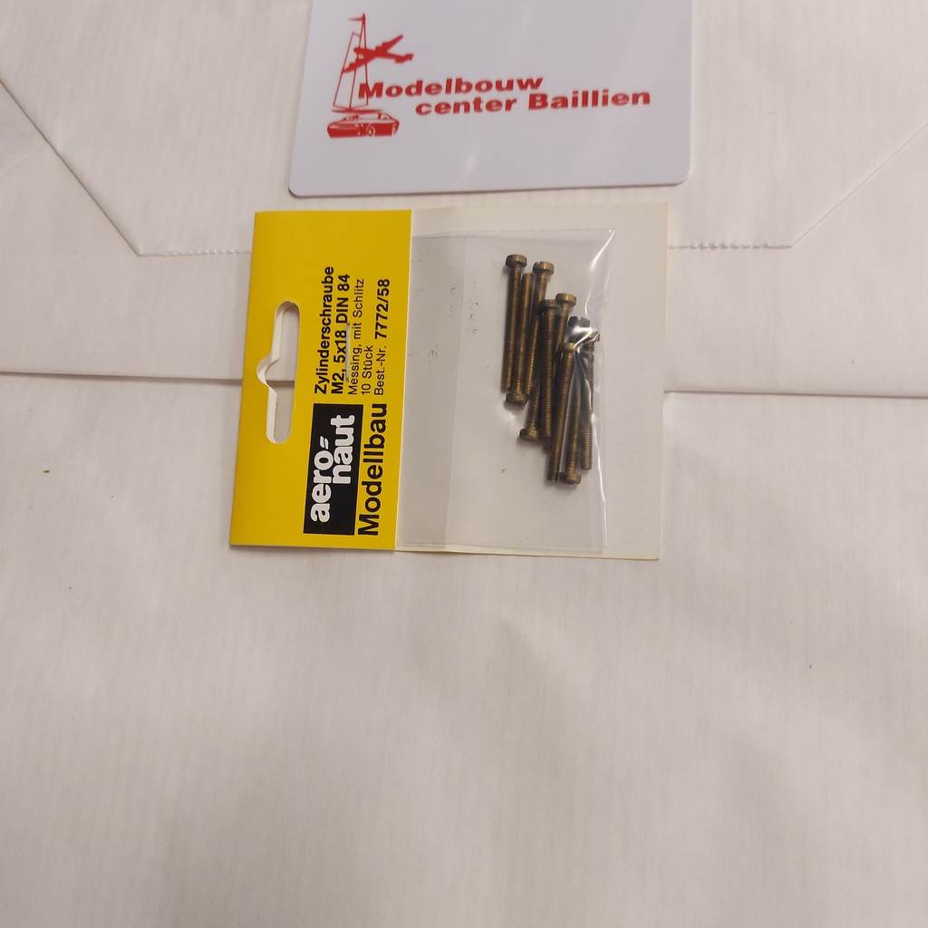 [ AE7772-58 ] zylinderk messing vijzen m2.5 x 18