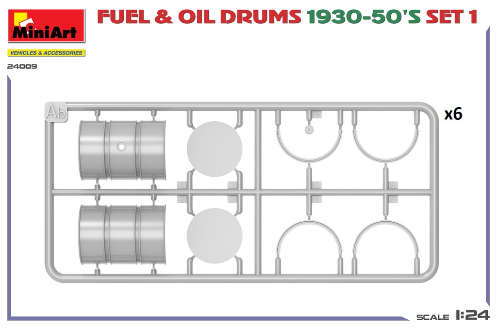 [ MINIART24009 ] Miniart Fuel & Oil Drums 1930-50's Set 1 1/24