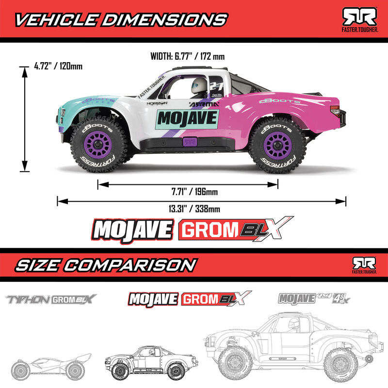 [ ARA2304ST2 ] MOJAVE GROM 4X4 223S BLX BRUSHLESS SMALL SCALE DESERT TRUCK RTR With DSC, Battery & Charger, White