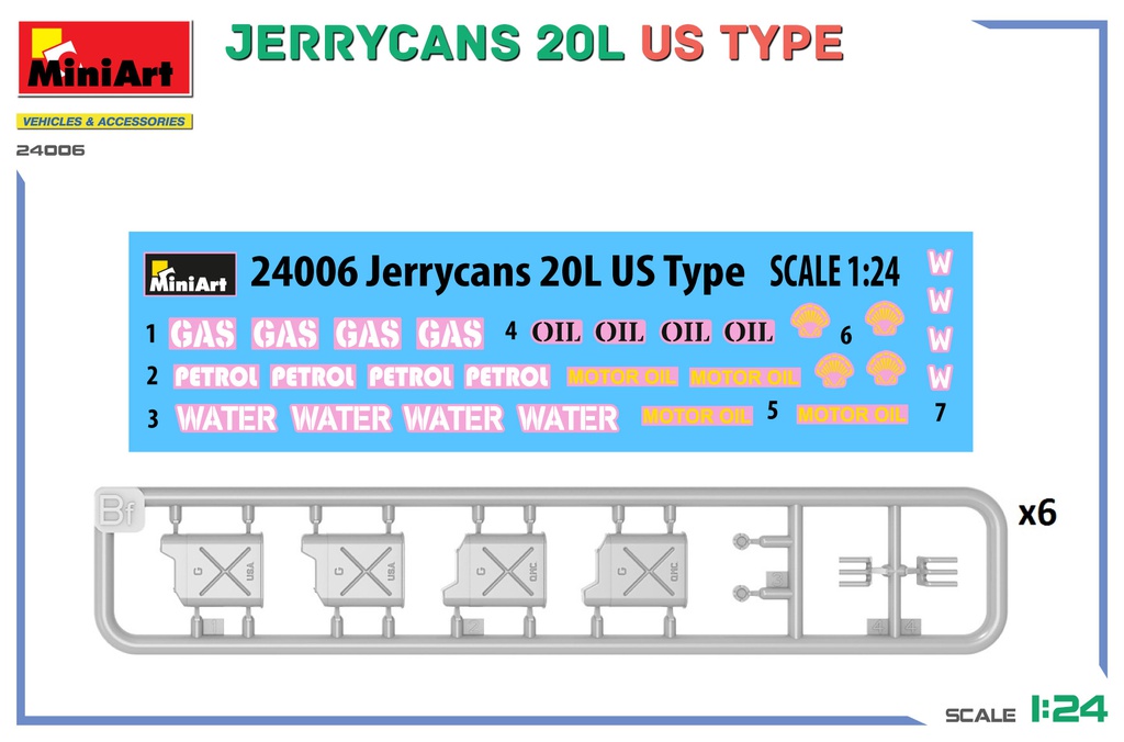[ MINIART24006 ] Miniart Jerrycans 20L US Type 1/24