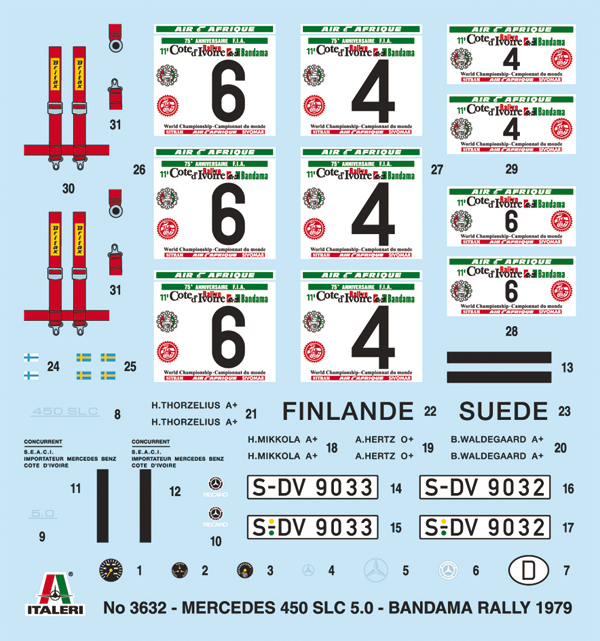 [ ITA-3632 ] Italeri Mercedes-Benz 450 SLC rally Bandama 1979 1/24