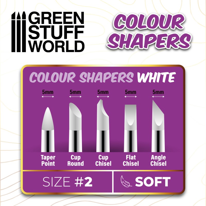 [ GSW1026 ] Green stuff world Colour Shapers Brushes SIZE 2 - WHITE SOFT