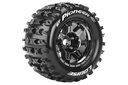 [ Louise RC - MFT - ST-PIONEER - 1/8 Stadium Truck Tire Set - Black Chrome 3.8 Bead Style Wheels - Hex 17mm - Sledge