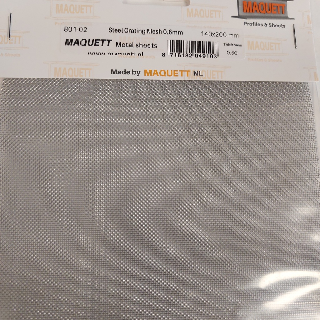 [ RA801-02 ] Raboesch steel grating mesh 0.6 mm 140x200mm 0.5mm dikte