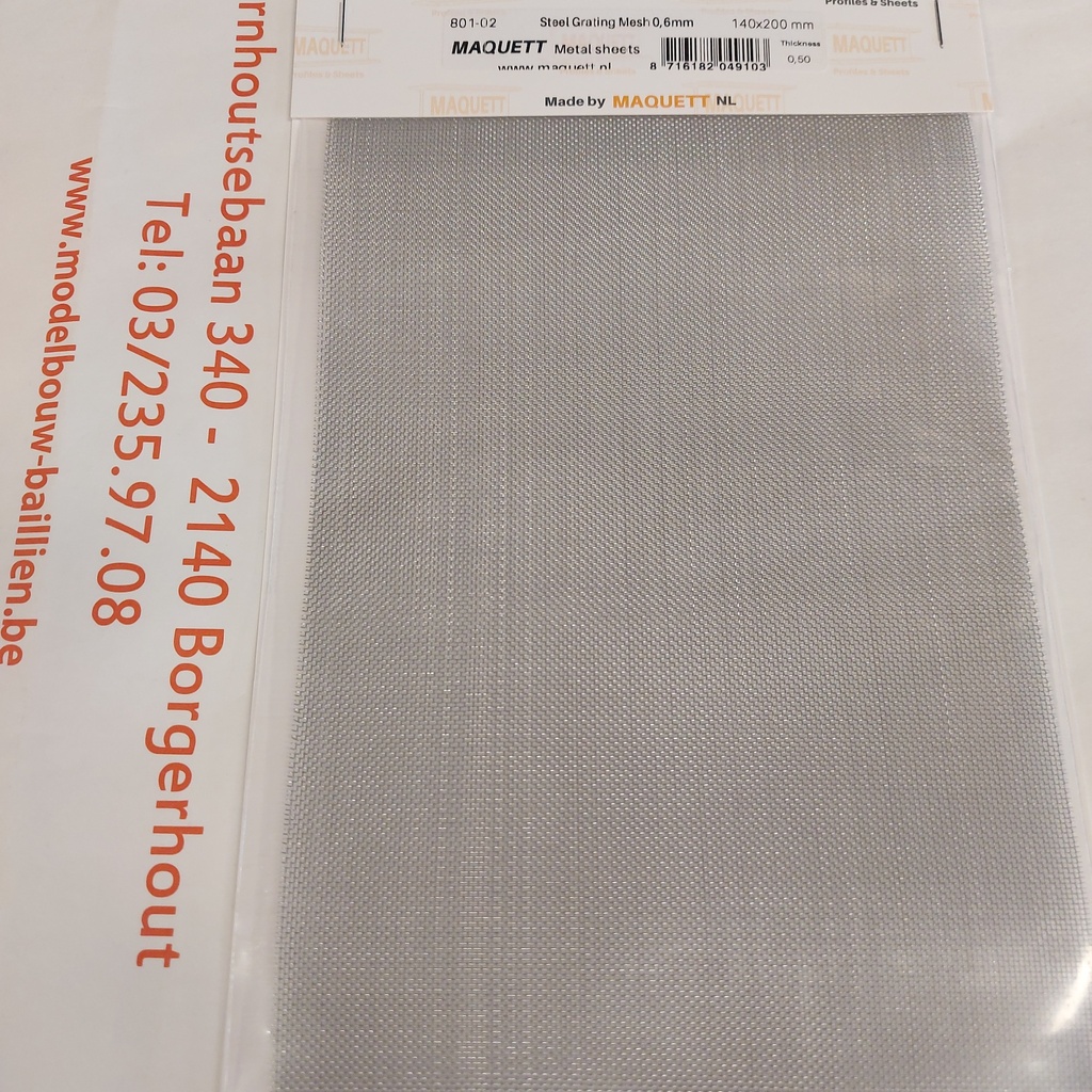 [ RA801-02 ] Raboesch steel grating mesh 0.6 mm 140x200mm 0.5mm dikte