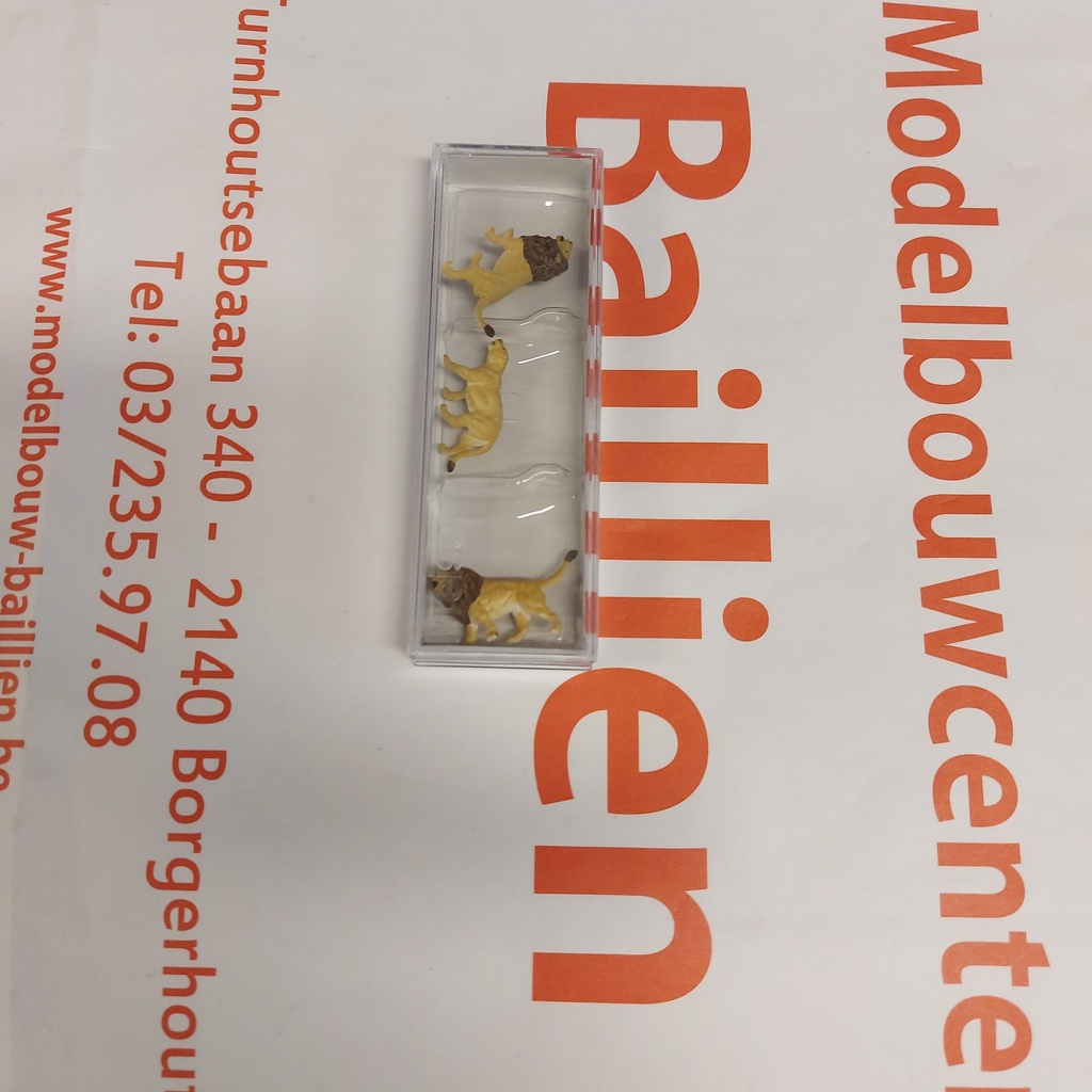 [ PRE20379 ] Preiser leeuwen (3) soms 2 mannetjes en 1 vrouwtje soms omgekeerd  1/87