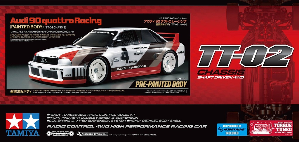 [ T47511 ] Tamiya Audi 90 Quattro Racing TT-02  1/10  (painted body)