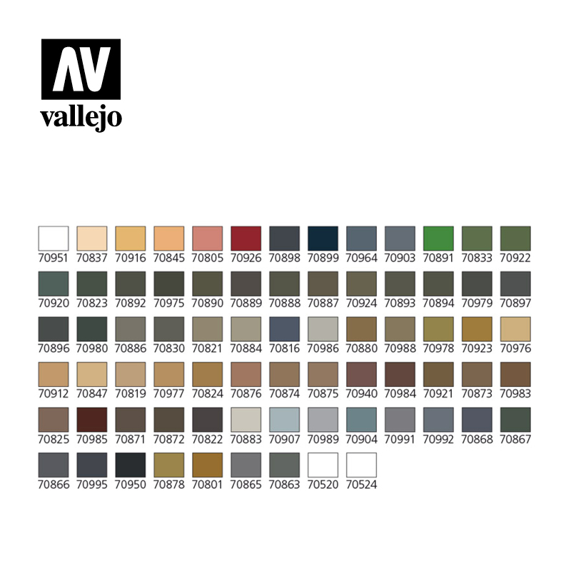 [ VAL70173 ] Vallejo 72 Military colors + Brushes