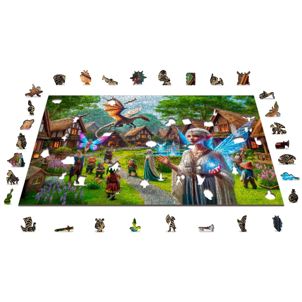 [ WC0813-XL ] Wooden city Fantasy village 1010 stukjes (houten legpuzzel)