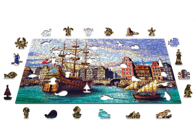 [ WC505-0144-L ] Wooden City Old Ships in Harbour 505 stukjes (houten legpuzzel)