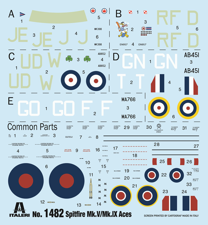 [ ITA-1482 ] Italeri Spitfire Mk.V / Mk. IX 1/72