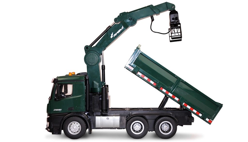 [ AMEWI22568 ] Amewi Mercedes-Benz Arocs Crane Truck with Tipper RTR green