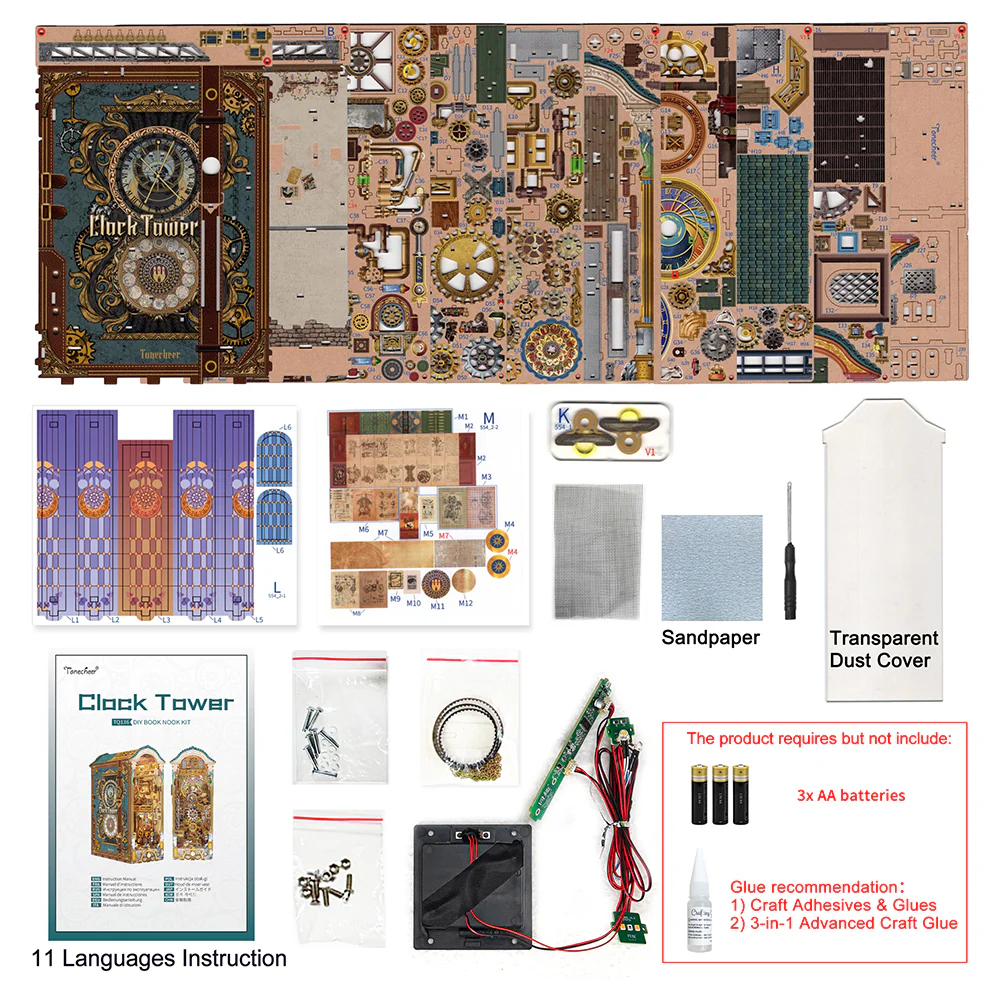 [ TONETQ136 ] Tonecheer 3D Puzzle Book Nook Kit Clock Tower