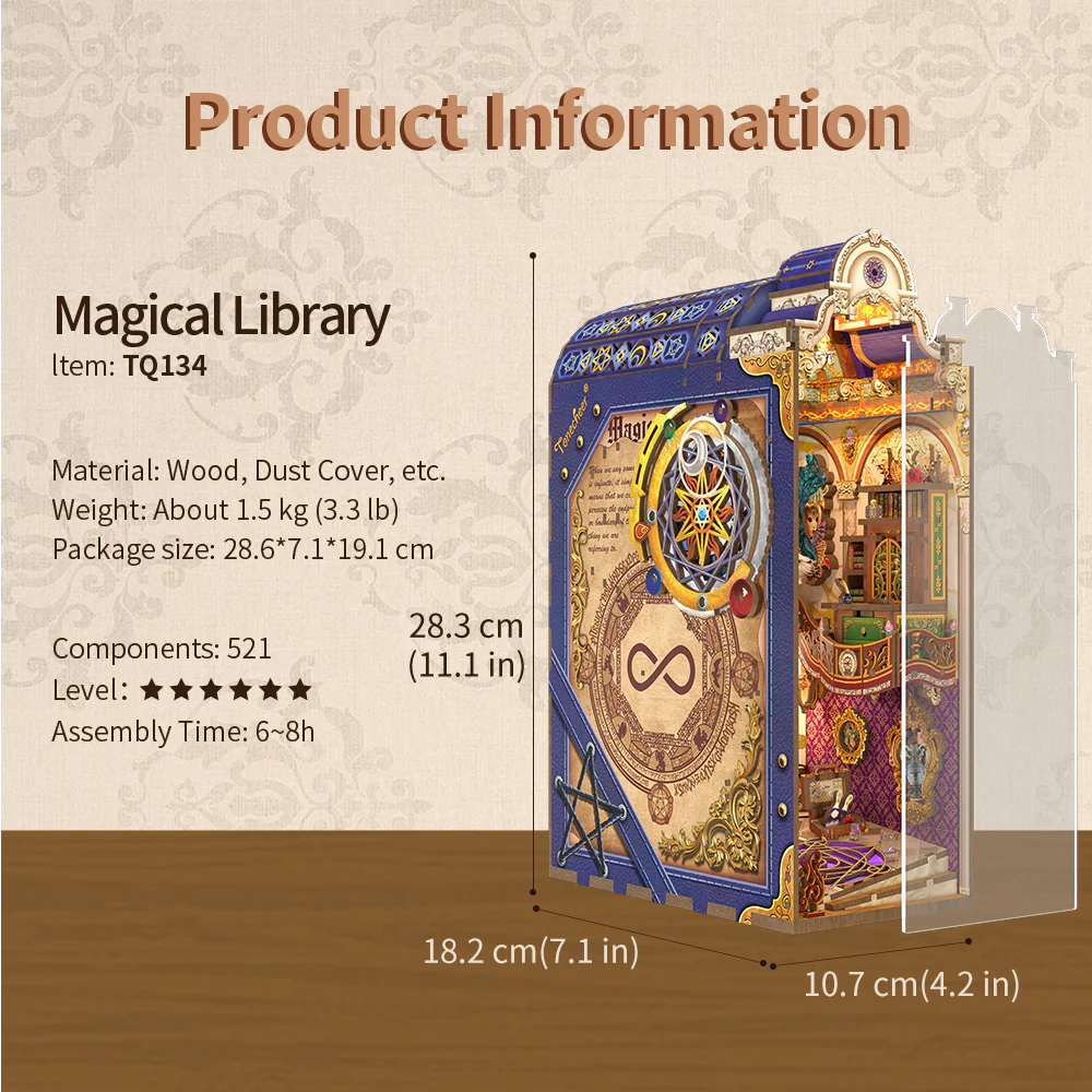 [ TONETQ134 ] Tonecheer 3D Puzzle Book Nook Kit Magical Library