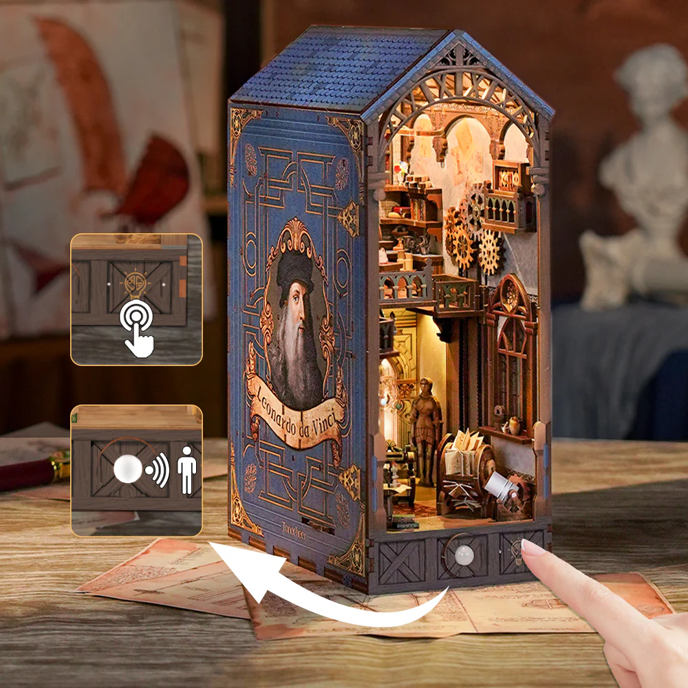 [ TONETQ135 ] Tonecheer 3D Puzzle Book Nook Kit Leonardo da Vinci