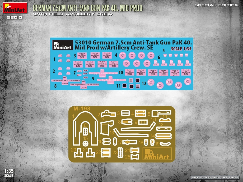 [ MINIART53010 ] German 7.5cm anti-tank gun pak 40. mid pro with artillery crew 1/35