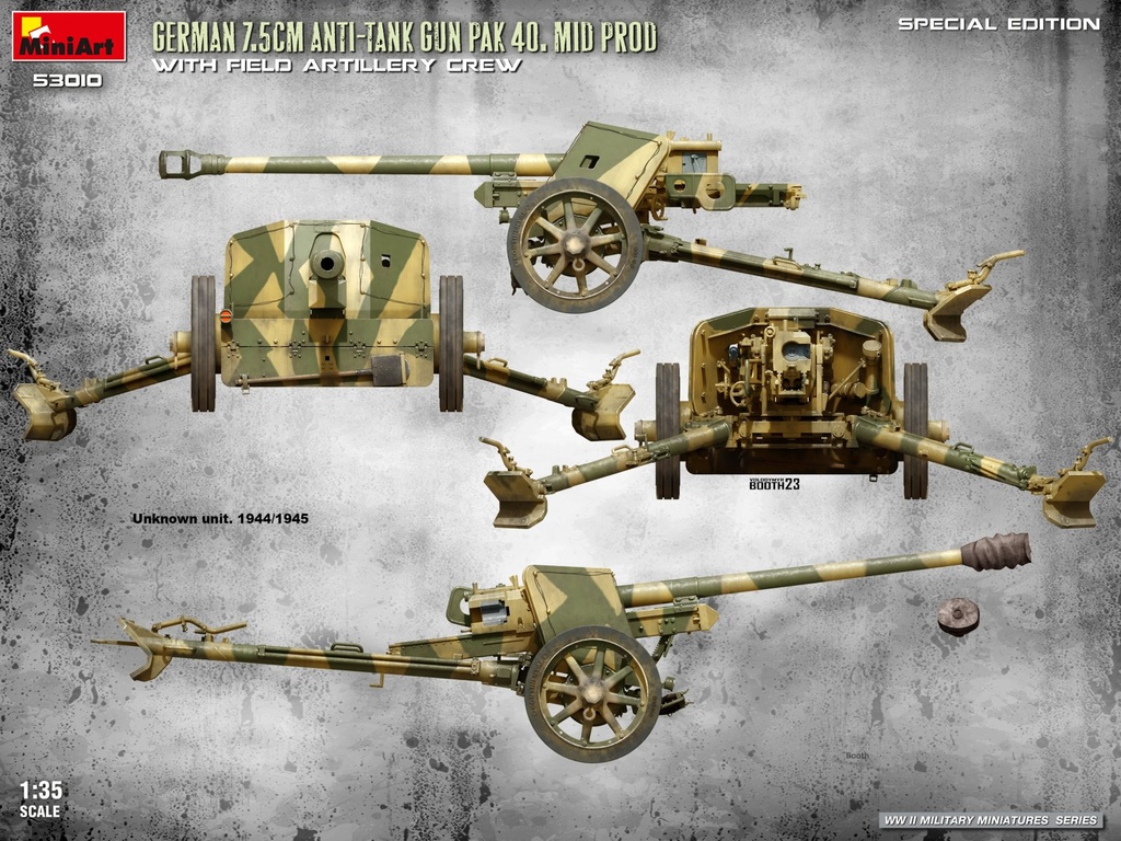 [ MINIART53010 ] German 7.5cm anti-tank gun pak 40. mid pro with artillery crew 1/35
