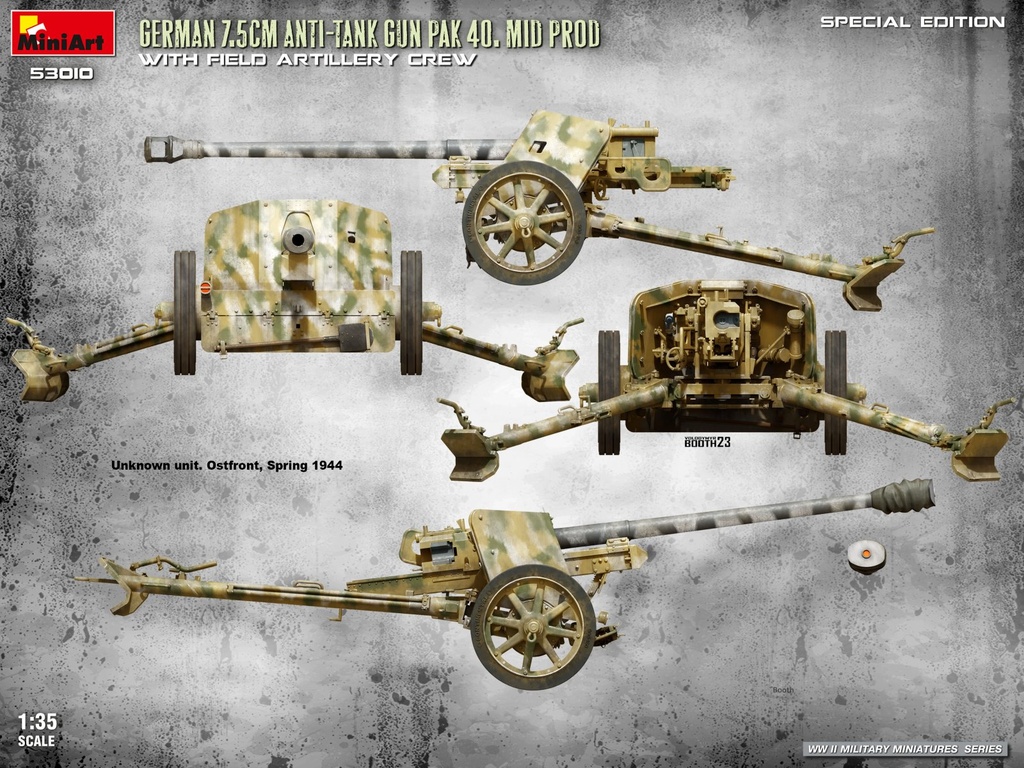 [ MINIART53010 ] German 7.5cm anti-tank gun pak 40. mid pro with artillery crew 1/35
