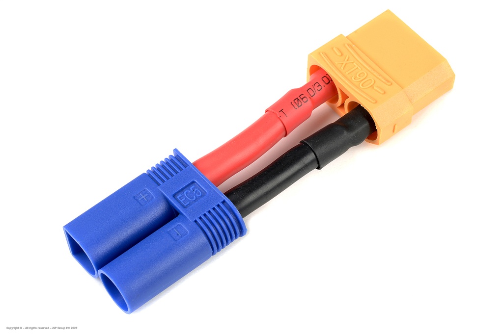 [ GF-1301-118 ] Power adapterkabel - EC-5 connector man. - XT-90 connector vrouw. - 10AWG Siliconen-kabel - 1 st 