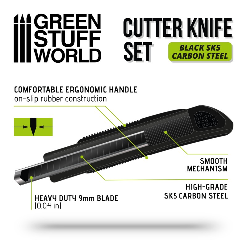 [ GSW3331 ] Green stuff world Black Hobby Knife + 10x Black spare blades