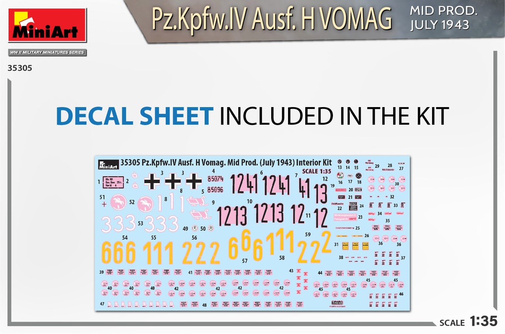 [ MINIART35305 ] Miniart Pz.Kpfw.IV Ausf. H Vomag Mid Prod. July 1943 1/35