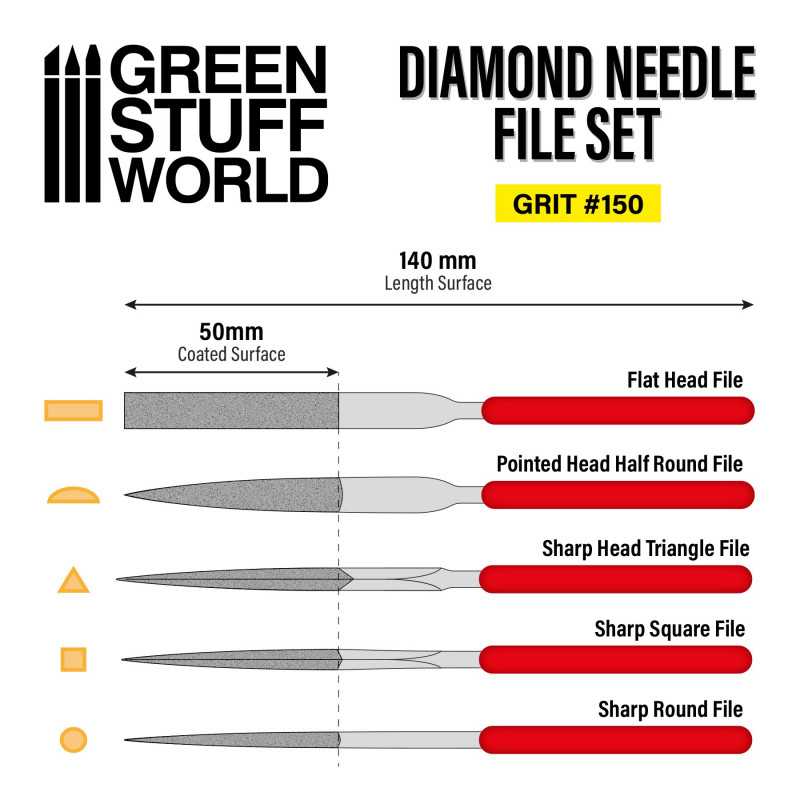 [ GSW1034 ] Green stuff world Diemond needle file set ( grit 150)