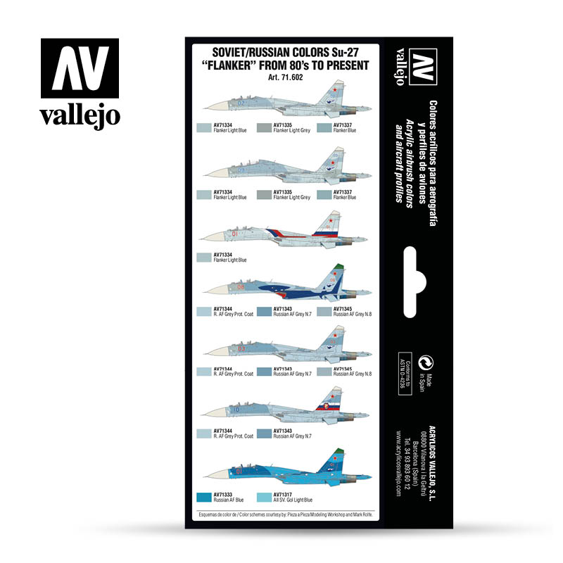 [ VAL71602 ] Vallejo Soviet/russian colors su-27 "flanker" from 80's to present