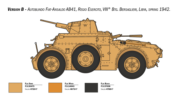 [ ITA-6591 ] Italeri Autoblinda AB 41 with Bersaglieri 1/35