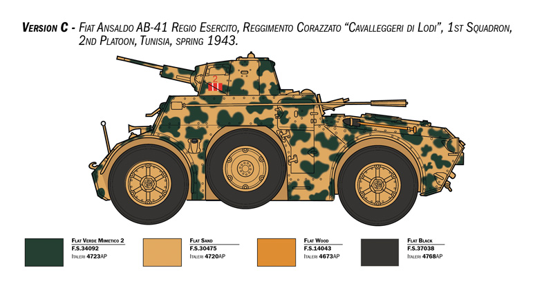 [ ITA-6591 ] Italeri Autoblinda AB 41 with Bersaglieri 1/35