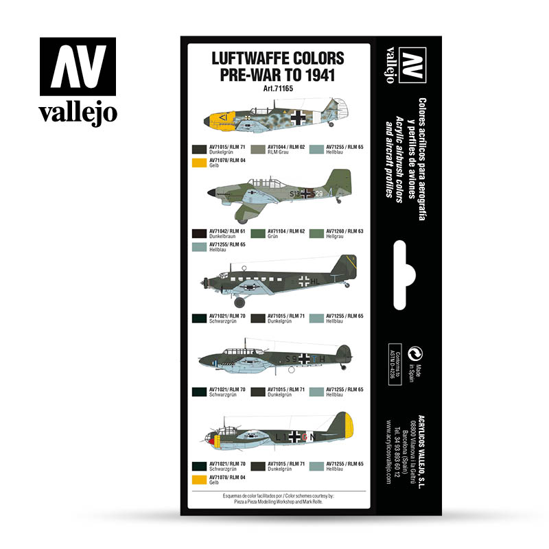 [ VAL71165 ] Vallejo Luftwaffe Pre-War To 1941 (8)