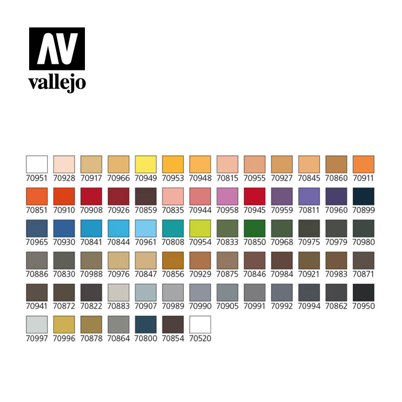 [ VAL70175 ] Vallejo Koffer met 72 kleuren MODEL COLORS + 3 penselen