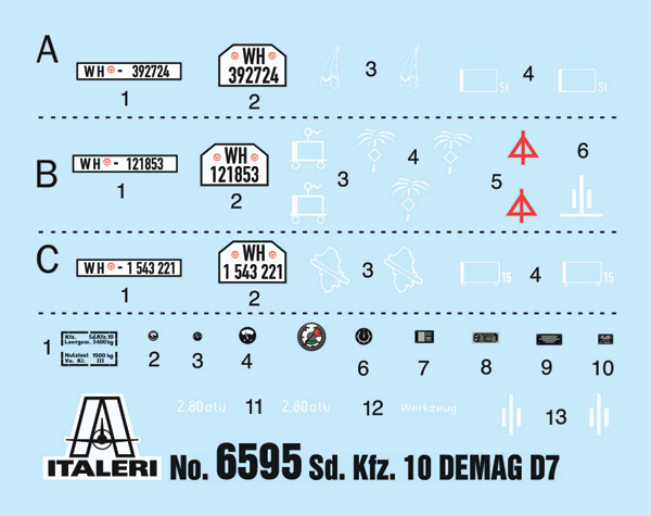 [ ITA-6595 ] Italeri Sd.Kfz. 10 Demag D7 with 7,5cm lelG 18 and crew 1/35