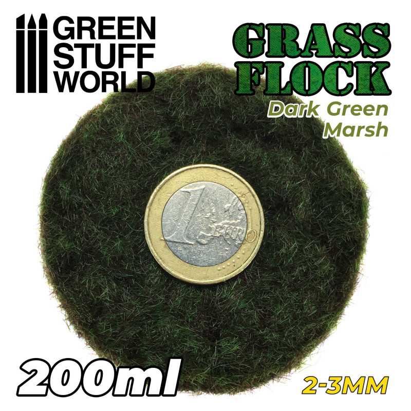 [ GSW11146 ] Green Stuff World Statische Grasvlok 2-3mm - DONKERGROEN MOERAS - 200 ml