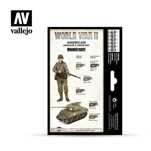 [ VAL70203 ] Vallejo american armour & infantry paint set WWII (6x17ml)