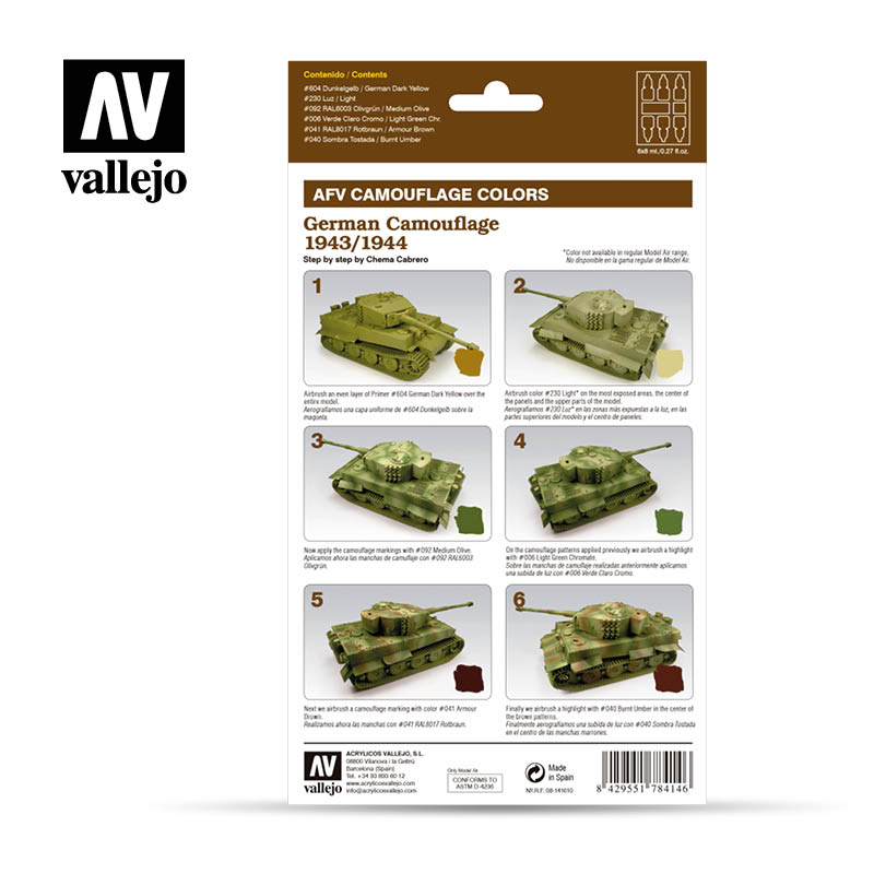 [ VAL78414 ] Vallejo AFV German Camouflage 1943/1944 (6)