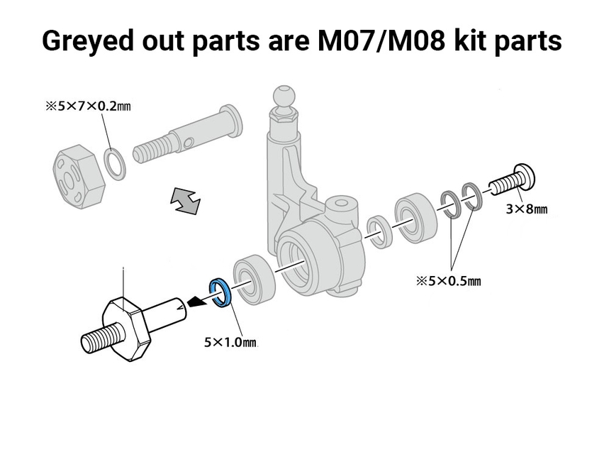 [ T54996 ] Tamiya M-Chassis Lightweight One-Piece Aluminum Axle &amp; Hub Set