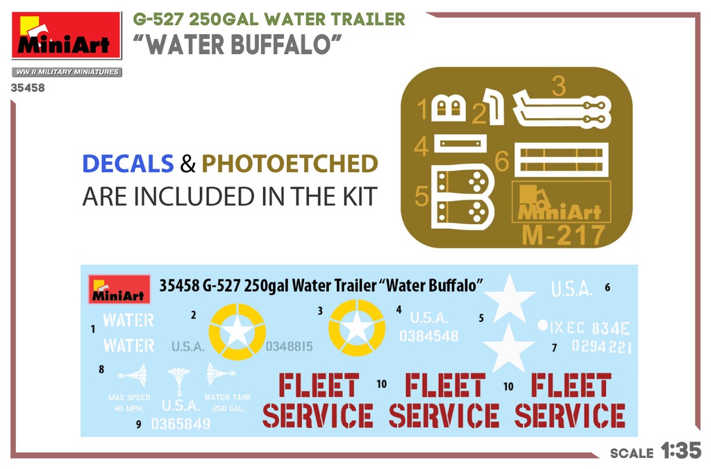 [ MINIART35458 ] Miniart G-527 250GAL Water Trailer &quot;Water Buffalo&quot; 1/35