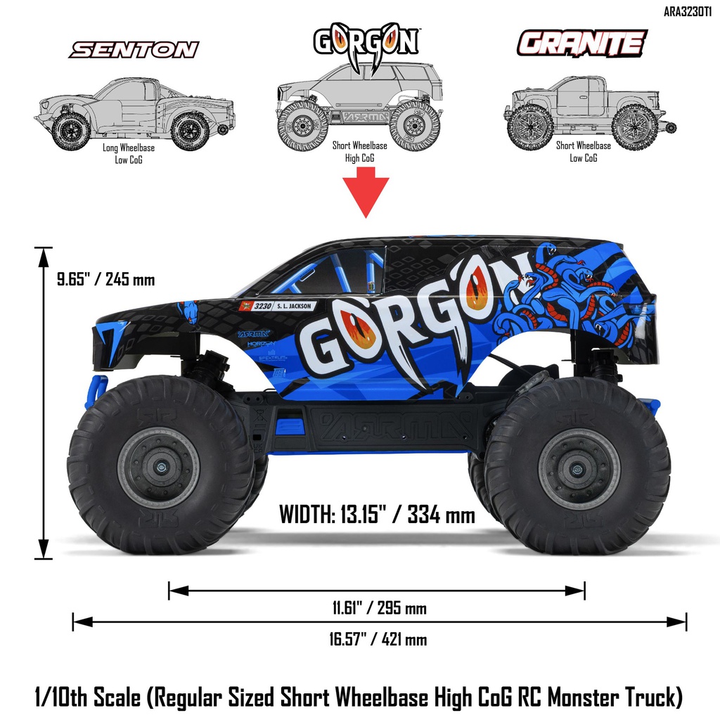 [ ARA3230T1 ] GORGON 2wd MT 1/10 RTR (no Battery) Blue