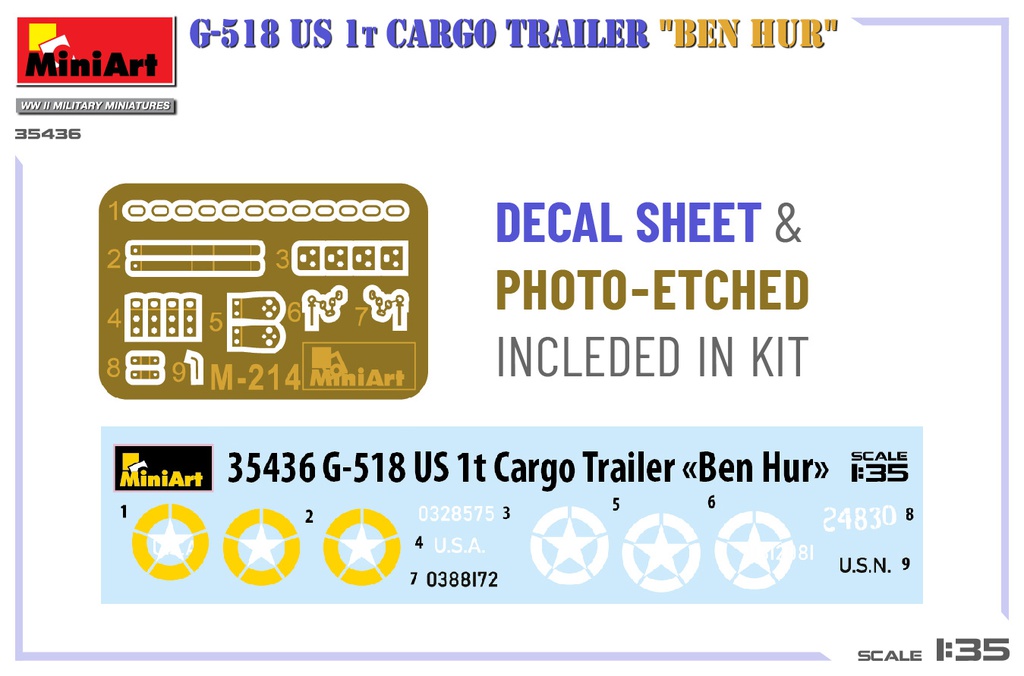 [ MINIART35436 ] Miniart G-518 US 1t Cargo Trailer &quot;Ben Hur&quot; 1/35