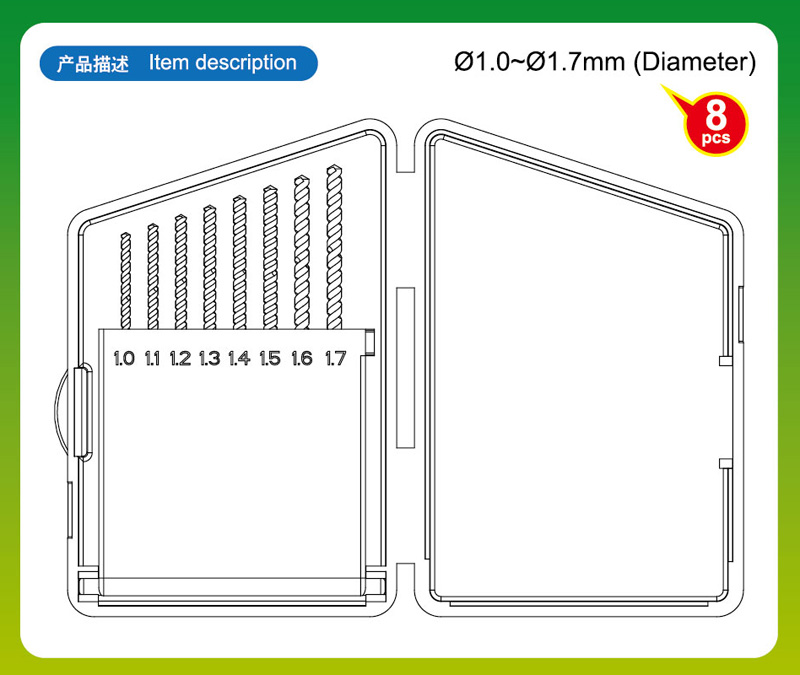 [ TRU09955 ] Trumpeter boorset nr 2  met 1.0-1.1-1.2-1.3-1.4-1.5-1.6-1.7  8st 