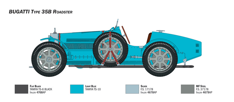 [ ITA-4713 ] Italeri Bugatti 35B Roadster 1/12