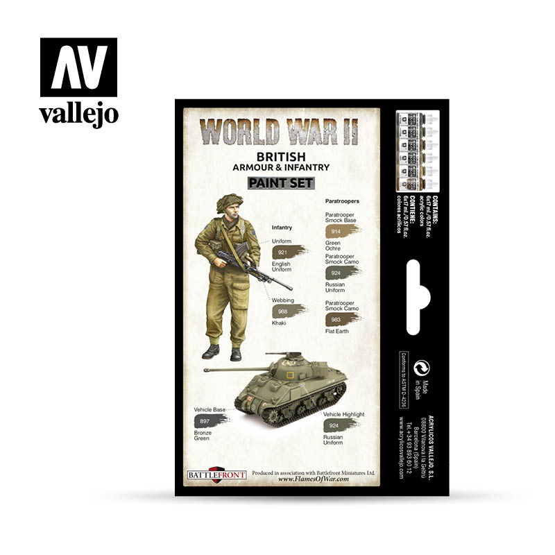[ VAL70204 ] Vallejo british armour & infantry paint set WWII (6x17ml)