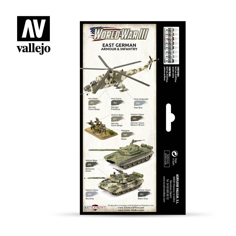 [ VAL70224 ] Vallejo WWIII paint set East german armour & infantry (8x17ml)