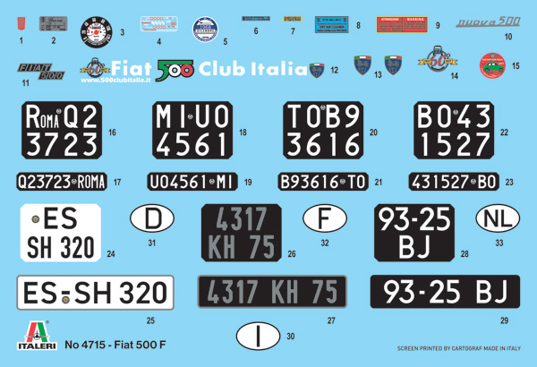 [ ITA-4715 ] Italeri Fiat 500F Upgraded Edition 1/12