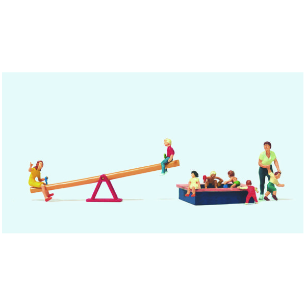 [ PRE10587 ] Preiser Spelende Kinderen wipplank - zandbak  1/87