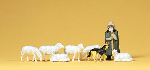 [ PRE14160 ] Preiser Shepherd with flock 1/87 HO