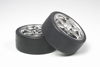 [ T53960 ] Tamiya 6-Spoke Wheel with Drift Tire  (26mm/offset+2)